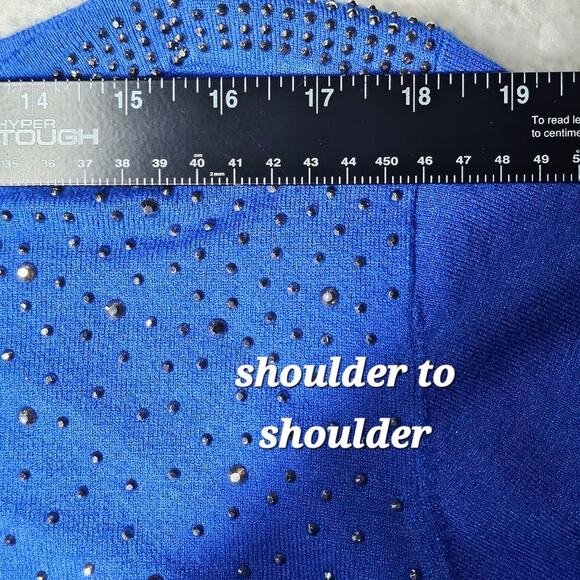 Vila Milano Blue Embellished Women's Sweater NWT Plus Size 2X - Picture 10 of 13